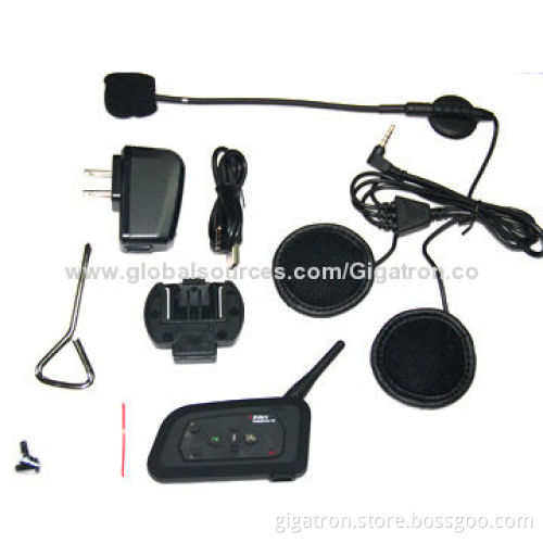 Bluetooth Interphone/Helmet Intercom with Up to 4 Riders Inter-communication, Supports Voice Dial